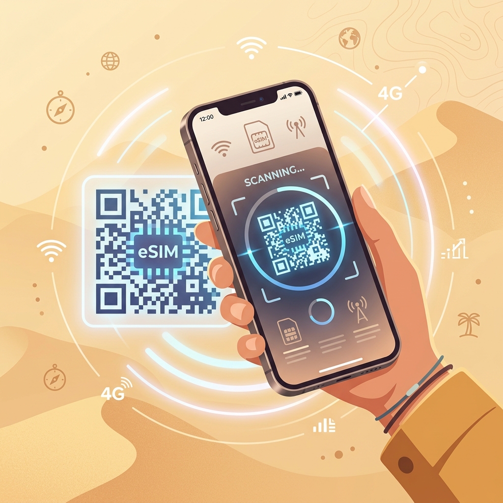 Scanning eSIM activation QR profile on a smartphone screen